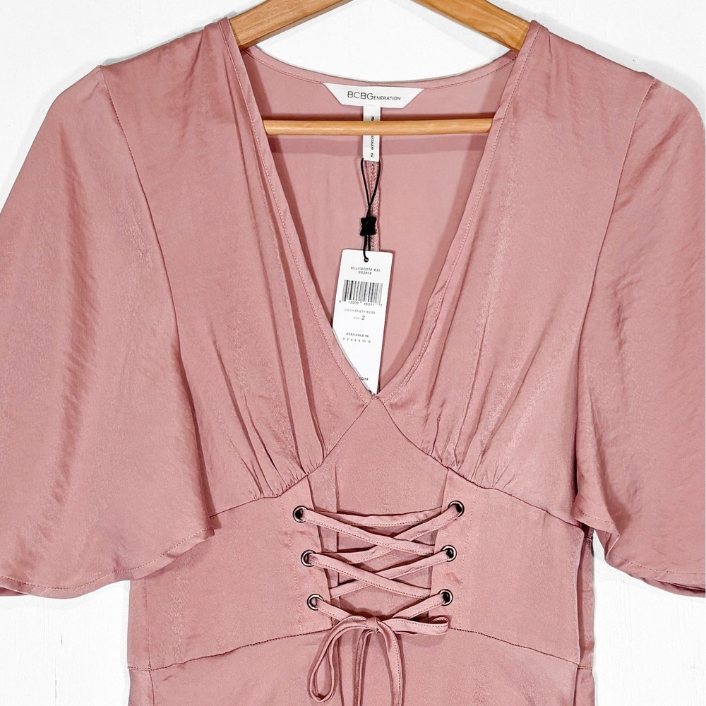 BCBGeneration NEW‎ Lace-up Satin Corset Top Womens 2 Romantic Renaissance